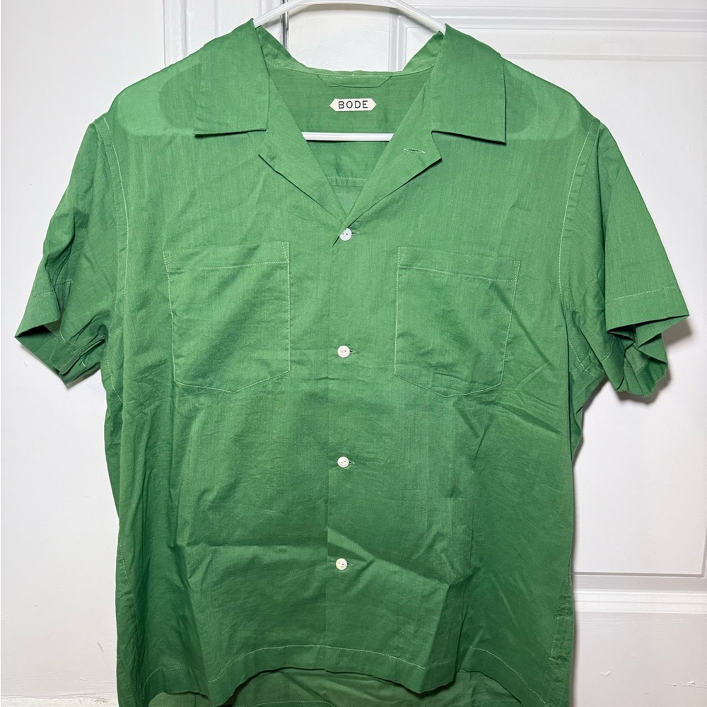 Bode Men’s Camp Collar Cotton Voile Shirt Size S/M